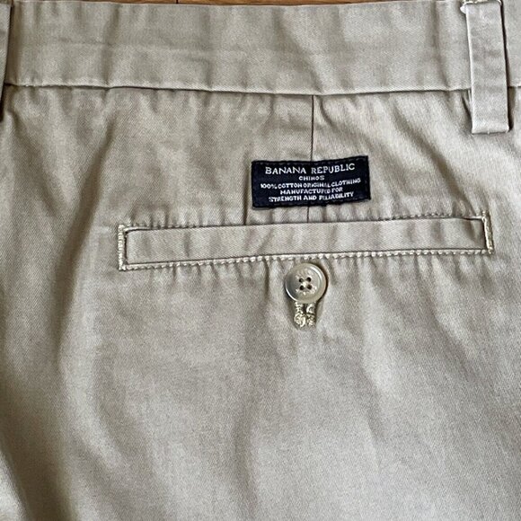 Banana Republic Emerson Chino Pants Mens Size 36 x 30.5 Khaki Flat Front Preppy - Picture 8 of 15